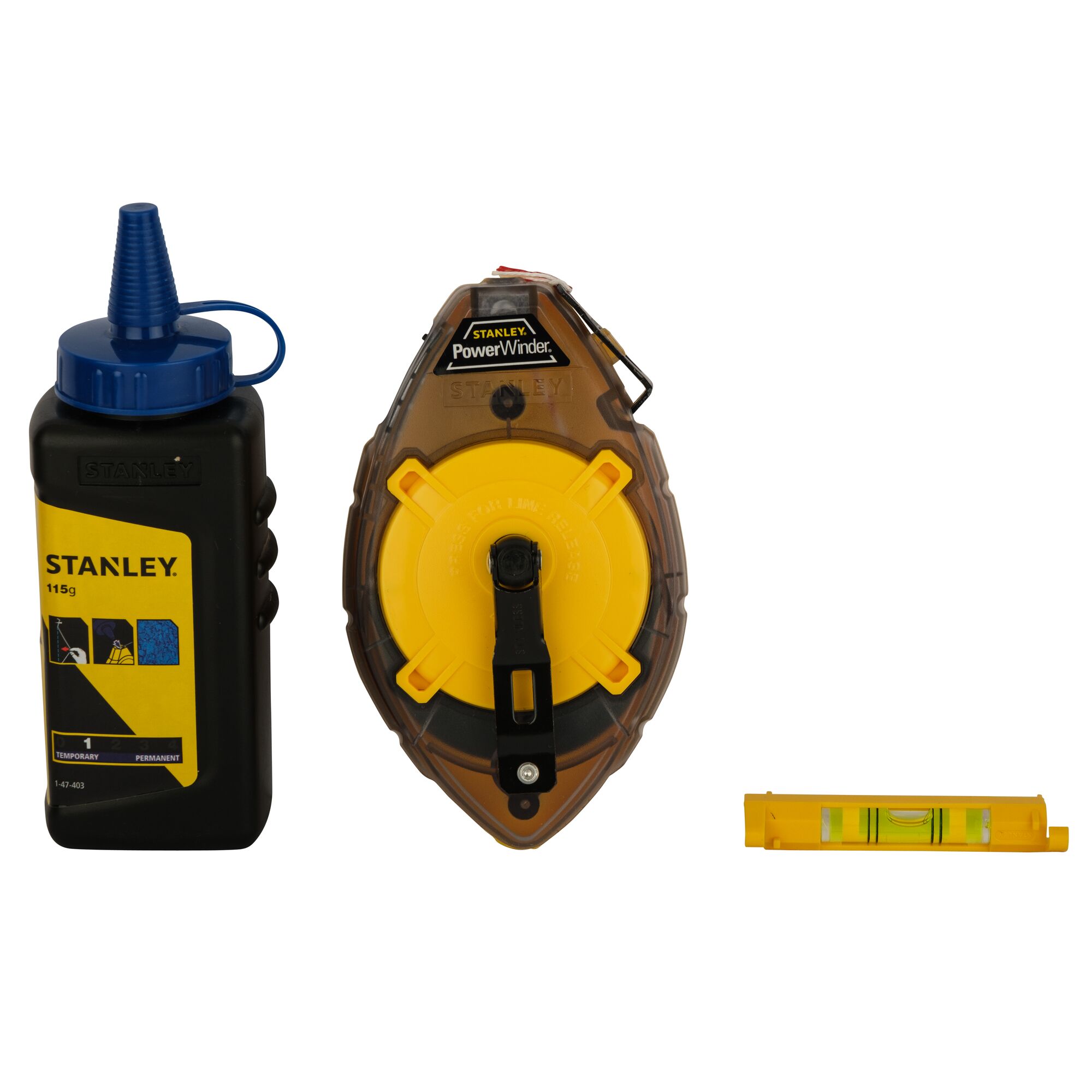 STANLEY® POWERWINDER® 30m Chalk Line Reel With Blue Chalk and Level