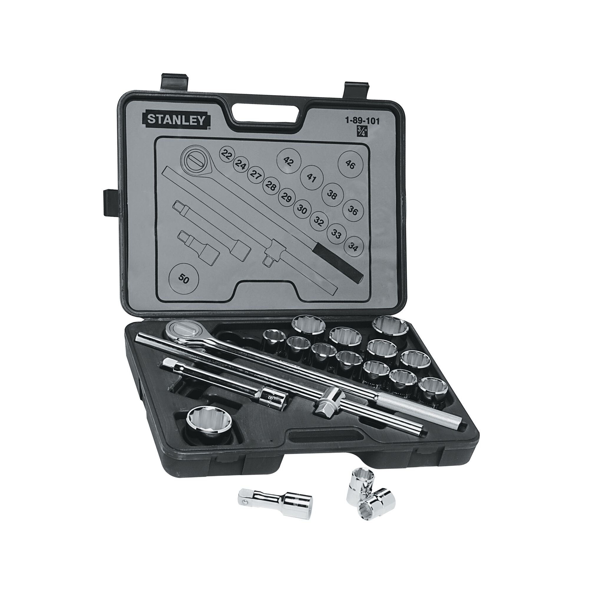 19PC 3/4" DR METRIC SOCKET SET