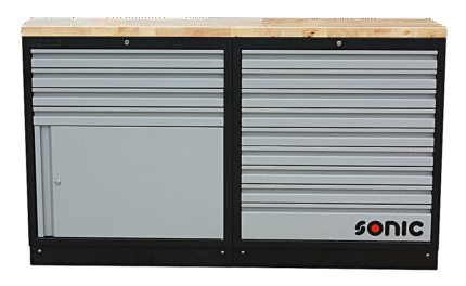 SONIC MSS 34" 9 DRAWERS AND CABINET WITH DOOR WITH WOODEN TOP BLADE