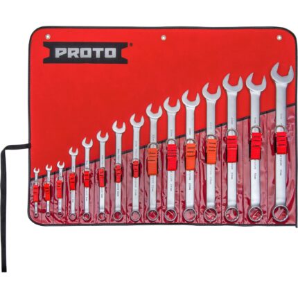 PROTO® Tether-Ready Satin Metric 12-Point Combination ASD Wrench Set (15 pc.)