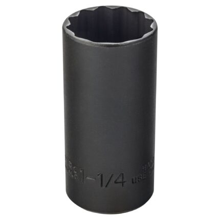1/2 in. Drive 1-1/4 in. 12-Point Deep Black Oxide Socket