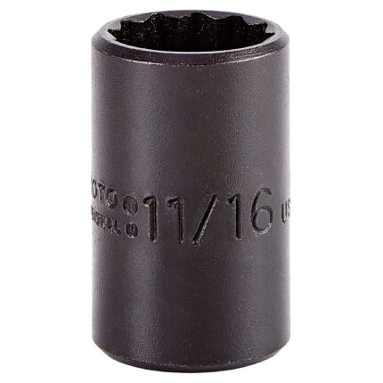 1/2 in. Drive 11/16 in. 12-Point Black Oxide Socket