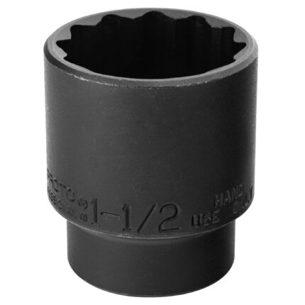 1/2 in. Drive 1-1/2 in. 12-Point Black Oxide Socket