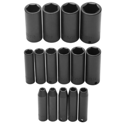 3/8 in. Drive 6-Point Deep Impact Socket Set (15 pc.)