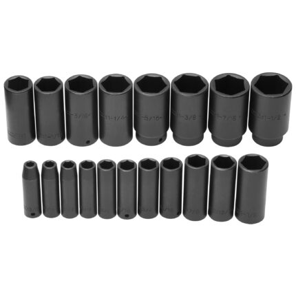 PROTO® 1/2 in. Drive 6-Point Deep Impact Socket Set (19 pc.)