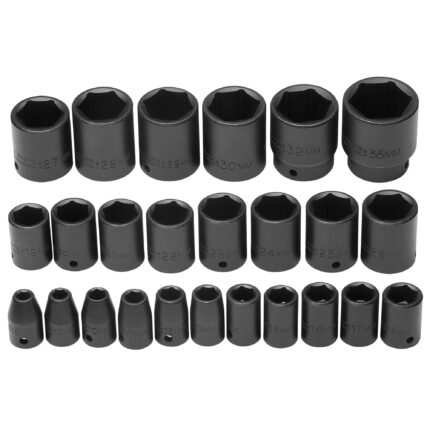 PROTO® 1/2 in. Drive 6-Point Metric Impact Socket Set (25 pc.)