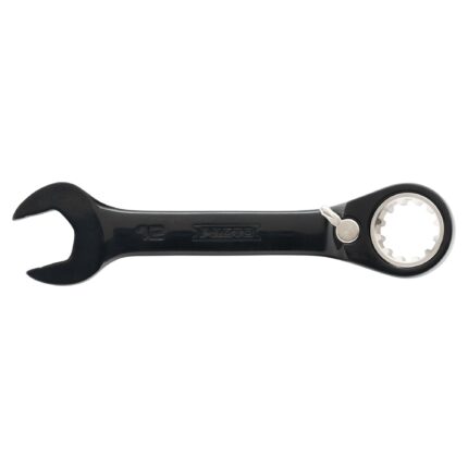 12mm Black Chrome Stubby Reversible Combination Ratchet Wrench