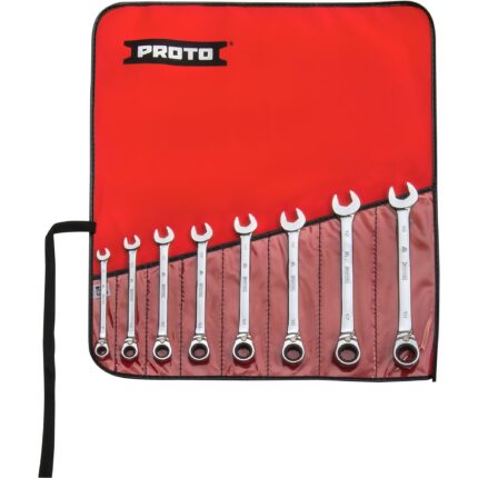 PROTO® Full Polish Metric 12-Point Ratchet Wrench Set (8 pc.)
