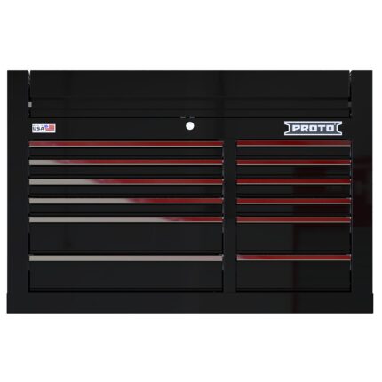 42 in. 12-Drawer Top Chest (Black/Chrome)