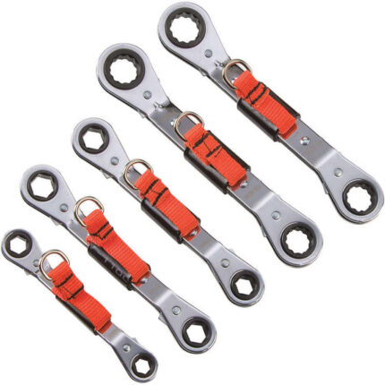 6 & 12-Point Tether-Ready Offset Reversible Ratchet Wrench Set (5 pc.)